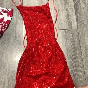 Red homecoming dress. Open back